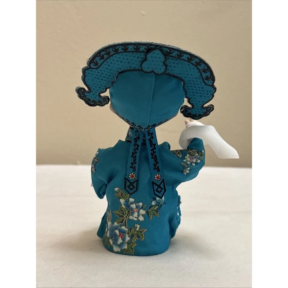 Tang Wawa Chinese Peking Opera Silk Doll Blue Beijing Hand Painted Figurine